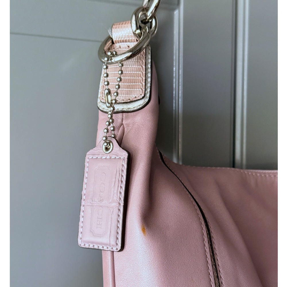 Coach VTG Kristin Spectator Croc Embossed Leather Flap Shoulder Bag 19310,Purple - Picture 5 of 9